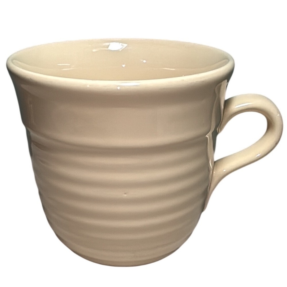Emile Henry Le Potier Ivoire Creme Ribbed Ceramic Mug 87.64 Made in France